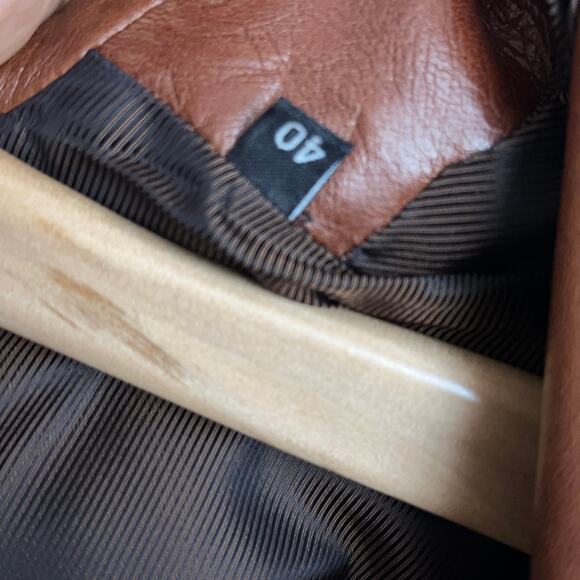 GUCCI 100% Leather Blazer Jacket Belted Cognac Brown Tan Camel Sz 40 - Picture 7 of 9